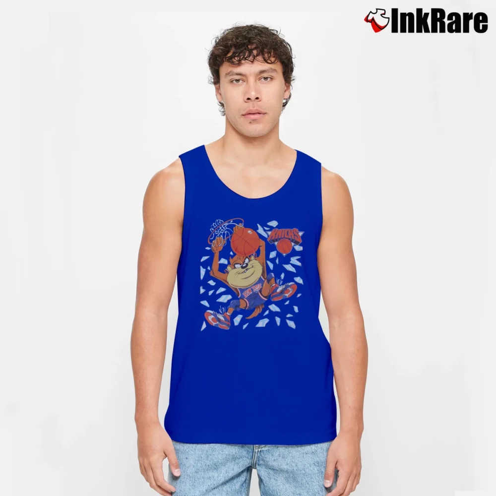 Men’s 90s New York Knicks NBA Looney Tunes Tank Top in royal blue | Breathable, Active-Friendly Design