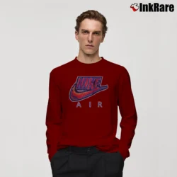 Men’s 90s Nike Air Swoosh Big Logo Long-Sleeve Shirt in maroon | Sleek, Lightweight, Year-Round Wear