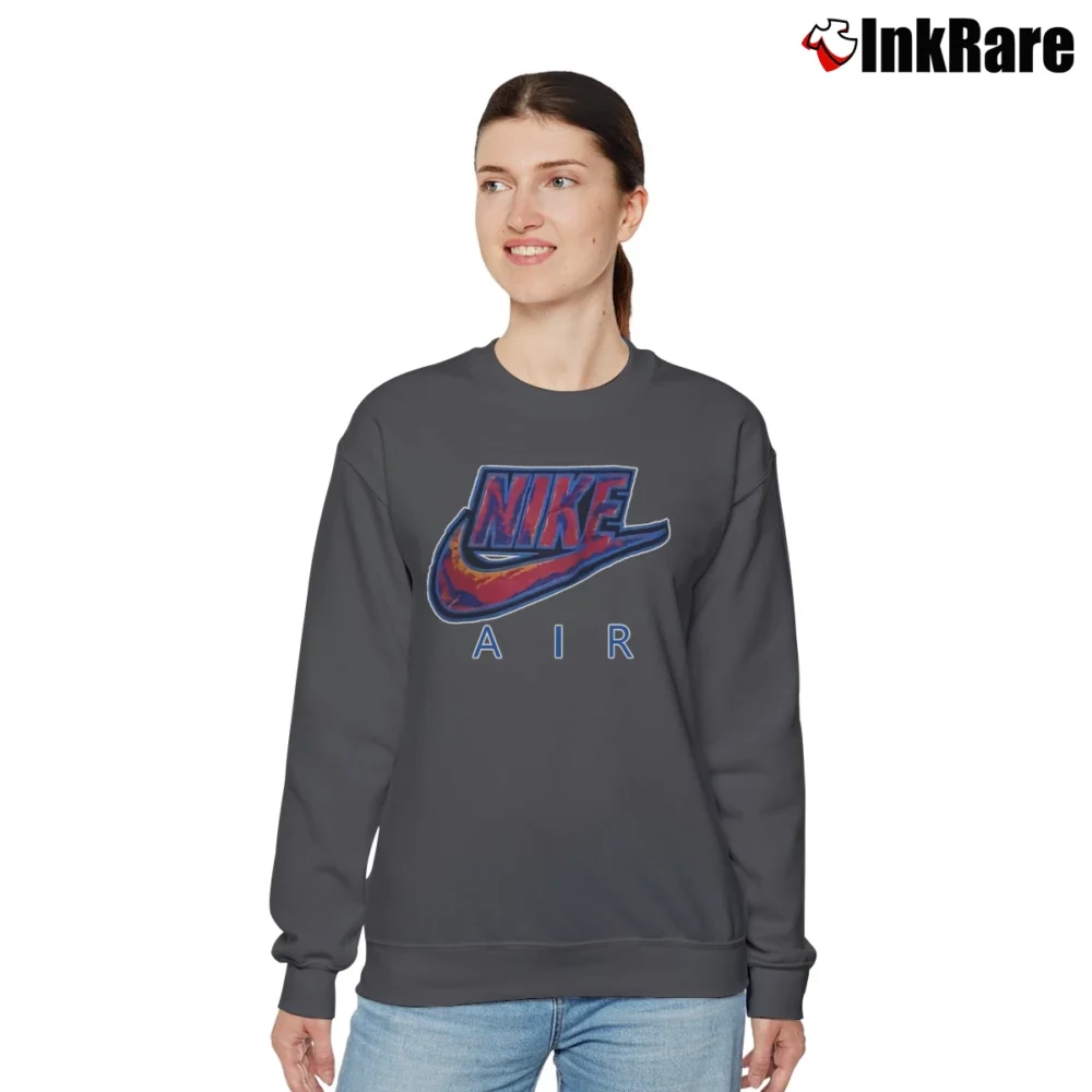 Women’s 90s Nike Air Swoosh Big Logo Relaxed Sweatshirt in charcoal | Soft, Laid-Back Vibe