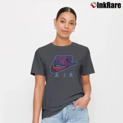 Women’s 90s Nike Air Swoosh Big Logo Signature T-Shirt in charcoal | Soft, Flattering Fit