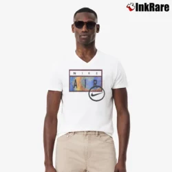 Men’s 90s Nike Swoosh Air Logo V-Neck Tee in white | Sharp, Breathable, Everyday Staple