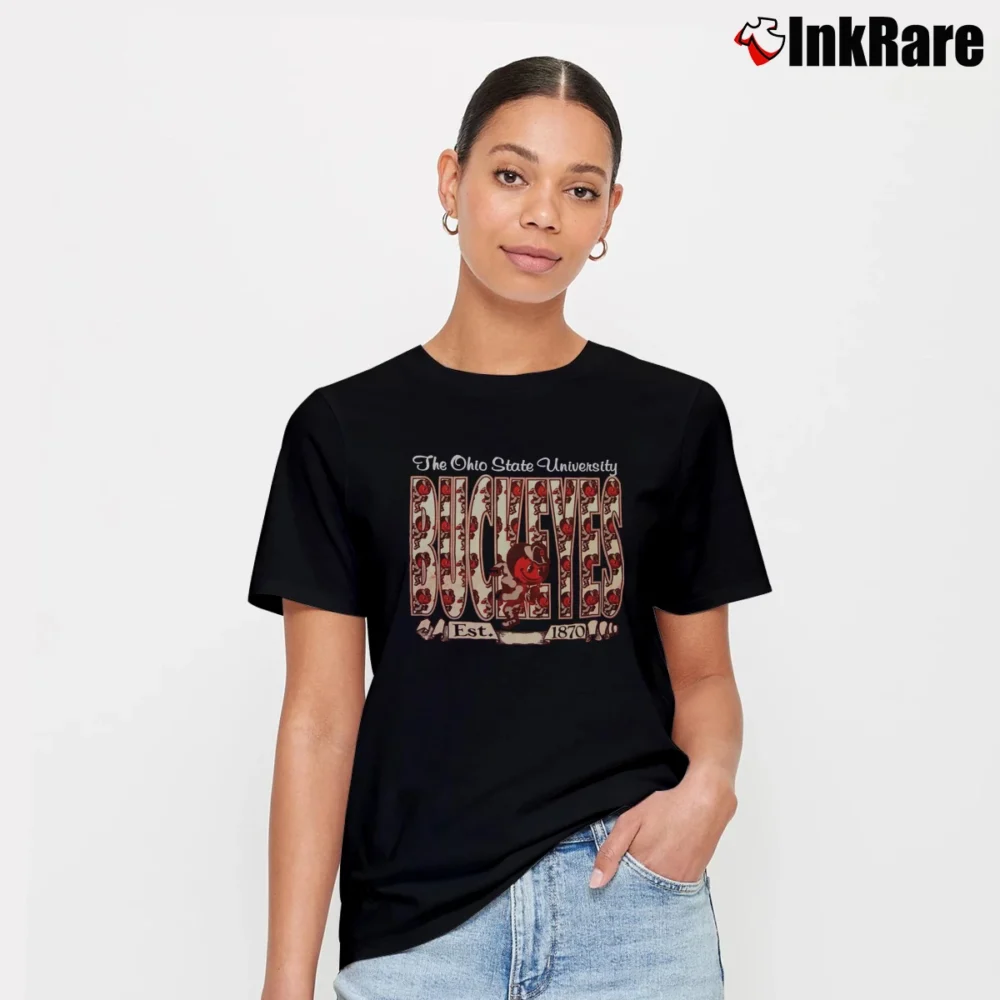 Women’s 90s Ohio State Buckeyes Football Signature T-Shirt in black | Soft, Flattering Fit