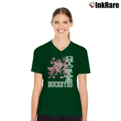 Women’s 90s Ohio State Looney Tunes V-Neck Tee in forest green | Chic Neckline, Soft Texture