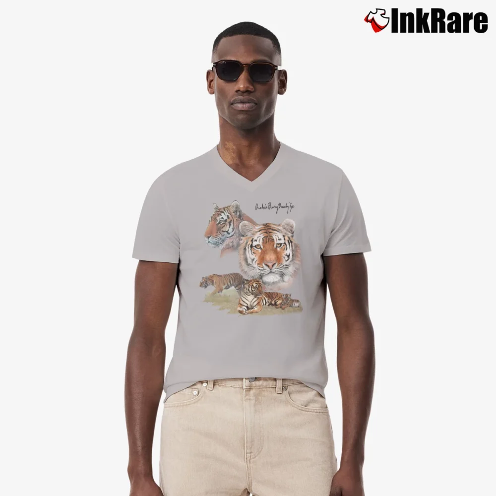 Men’s 90s Omaha Zoo Bengal Tigers Wildlife V-Neck Tee in sport grey | Sharp, Breathable, Everyday Staple