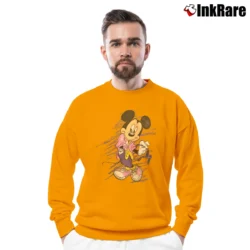 Men’s 90s Pastel Miami Vice Mickey Mouse Crewneck Sweatshirt in orange | Cozy Fabric, Clean Style