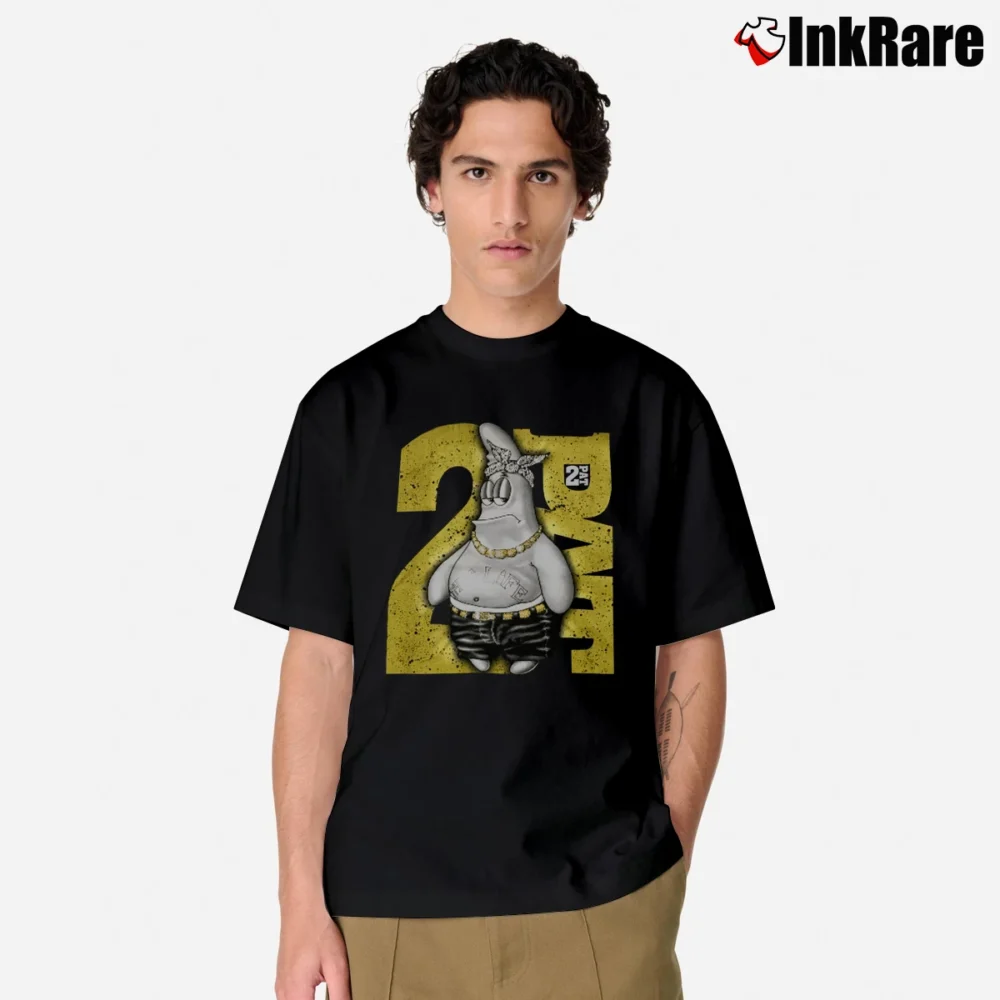 Men’s 90s Patrick Star Spongebob 2 Fat Tupac Shakur Thug Life Parody With Diamonds Accessories Classic T-Shirt in black | Soft, Breathable Everyday Wear