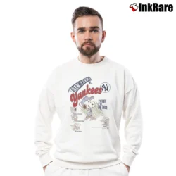Men’s 90s Peanuts New York Yankees MLB Crewneck Sweatshirt in white | Cozy Fabric, Clean Style
