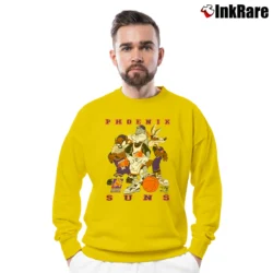 Men’s 90s Phoenix Suns Tombstone Looney Tunes Huckleberry Crewneck Sweatshirt in yellow | Cozy Fabric, Clean Style