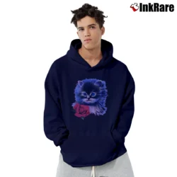 Men’s 90s Pink Cat Graphic for Cat Lovers Pullover Hoodie in navy | Cozy, Durable, Modern Fit