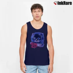 Men’s 90s Pink Cat Graphic for Cat Lovers Tank Top in navy | Breathable, Active-Friendly Design