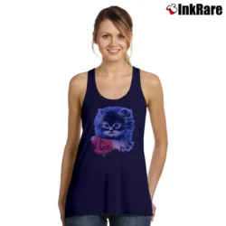 Women’s 90s Pink Cat Graphic for Cat Lovers Tank Top in navy | Lightweight, Movement-Friendly