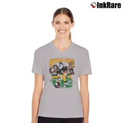Women’s 90s Pittsburgh Steelers Looney Tunes NFL V-Neck Tee in sport grey | Chic Neckline, Soft Texture