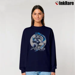 Women’s 90s Plastik Anime Warrior Blue Armor Sword Vintage Graphic Relaxed Sweatshirt in navy | Soft, Laid-Back Vibe