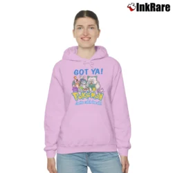 Women’s 90s Pokemon Gotta Catch Em All Nintendo Fanatic Cozy Hoodie in light pink | Warm, Structured, Stylish