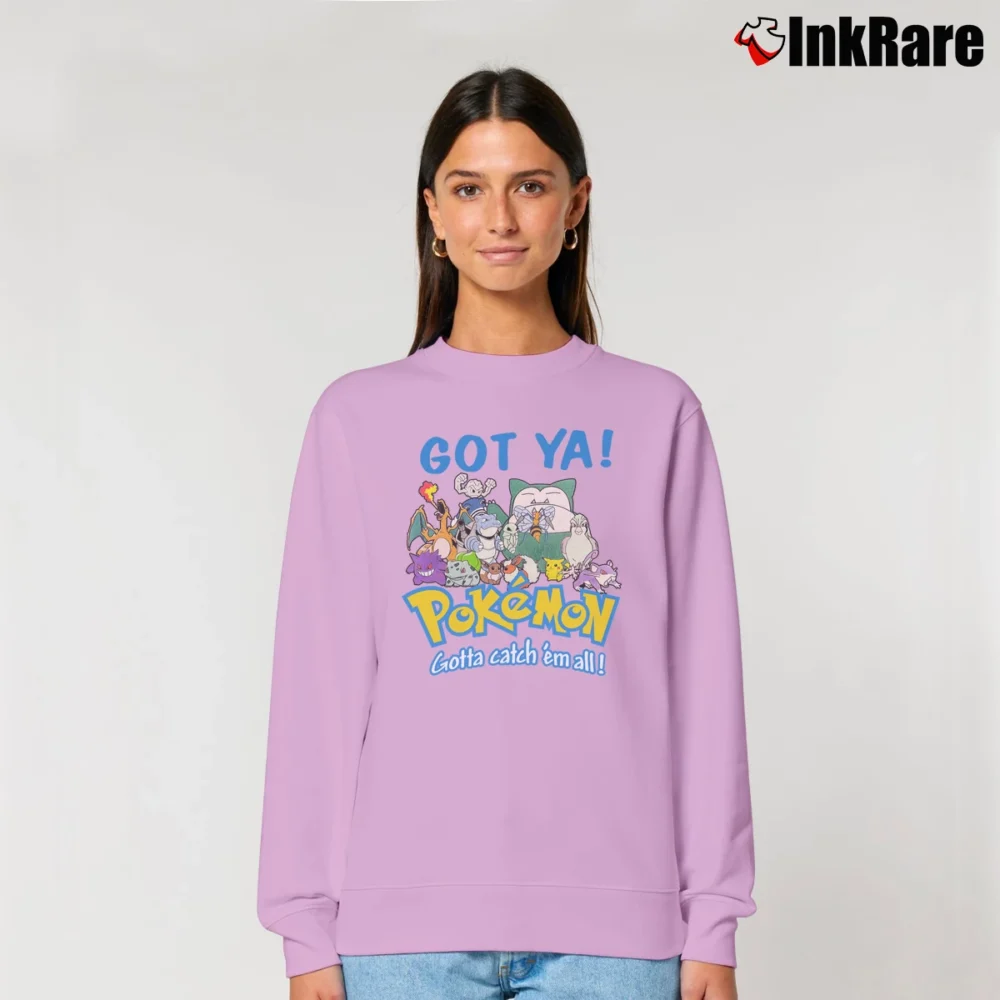 Women’s 90s Pokemon Gotta Catch Em All Nintendo Fanatic Relaxed Sweatshirt in light pink | Soft, Laid-Back Vibe