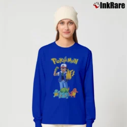 Women’s 90s Pokemon Pikachu Retro Gameboy Long-Sleeve Top in royal blue | Sleek, Versatile, All-Season
