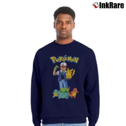 Men’s 90s Pokemon Pikachu Retro Gameboy Crewneck Sweatshirt in navy | Cozy Fabric, Clean Style