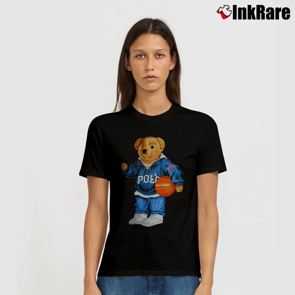 Women’s 90s Polo Bear Basketball Sport Signature T-Shirt in black | Soft, Flattering Fit