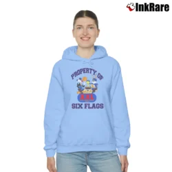 Women’s 90s Property Of Six Flags Looney Tunes Tourist Cozy Hoodie in light blue | Warm, Structured, Stylish