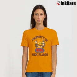 Women’s 90s Property Of Six Flags Looney Tunes Tourist Signature T-Shirt in orange | Soft, Flattering Fit