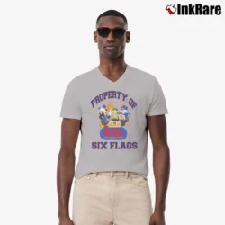 Men’s 90s Property Of Six Flags Looney Tunes Tourist V-Neck Tee in sport grey | Sharp, Breathable, Everyday Staple