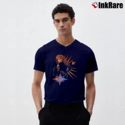 Men’s 90s Reba Mcentire Music Lover V-Neck Tee in navy | Sharp, Breathable, Everyday Staple