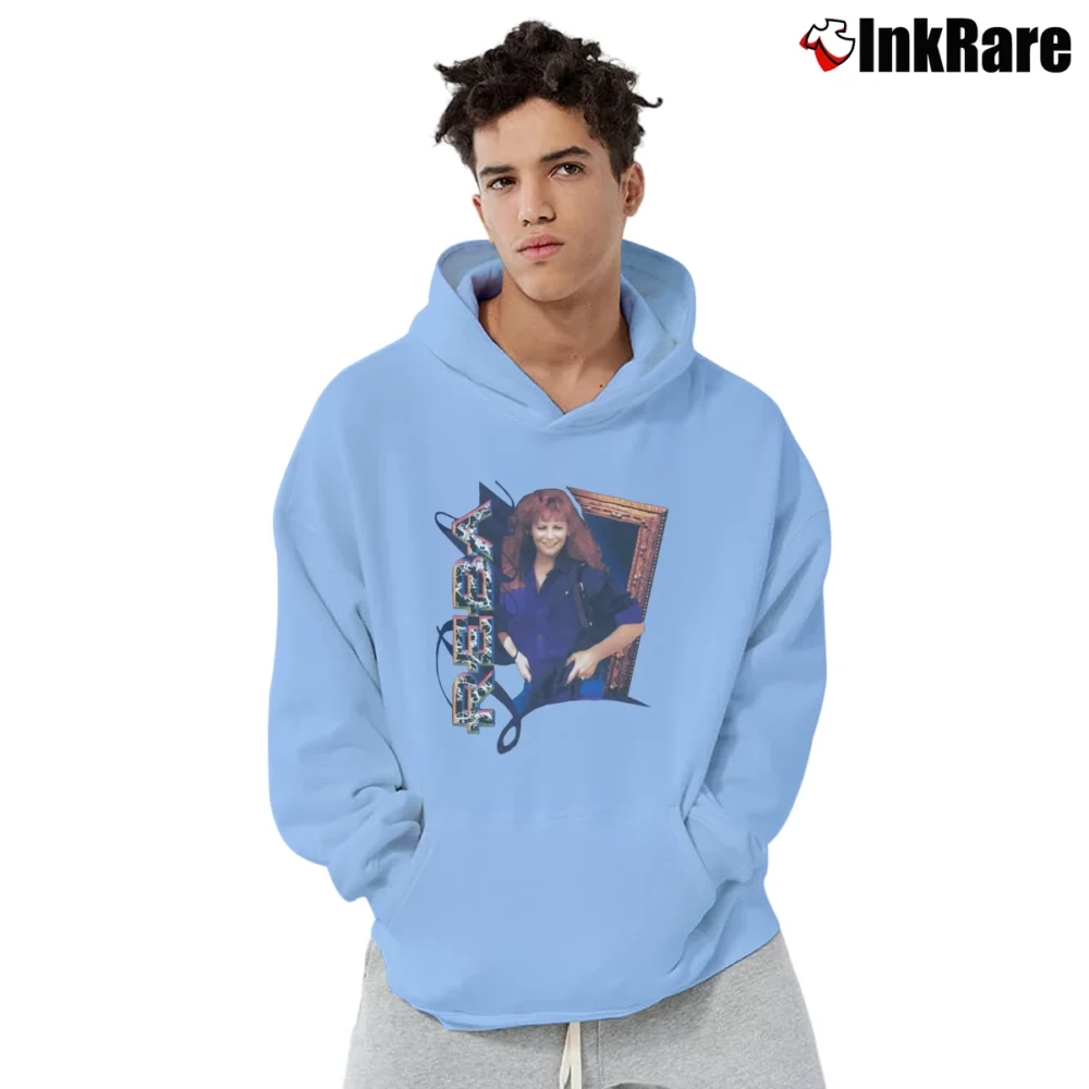 Men’s 90s Reba Mcentire World Tour Promo Pullover Hoodie in light blue | Cozy, Durable, Modern Fit