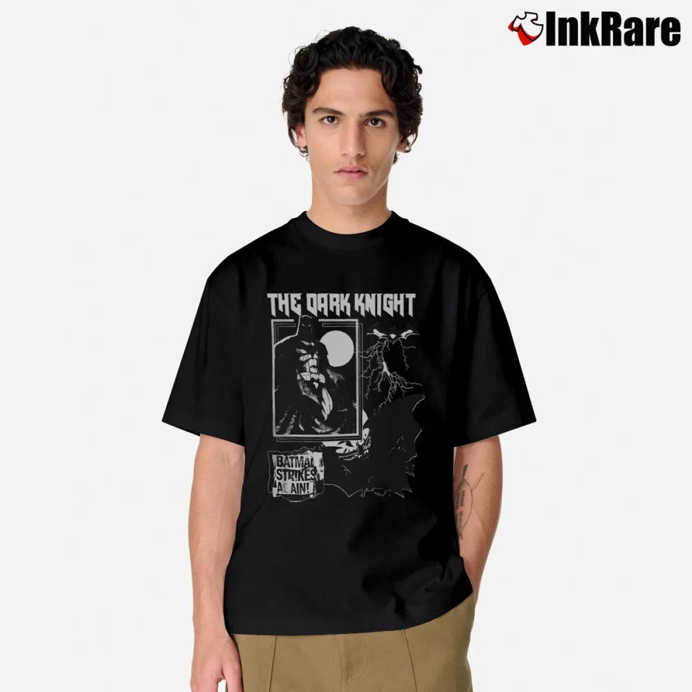 Men’s 90s Retro Batman Fan Art Graphic Classic T-Shirt in black | Soft, Breathable Everyday Wear