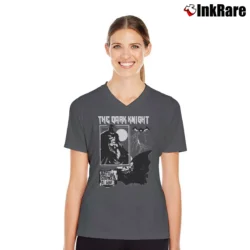 Women’s 90s Retro Batman Fan Art Graphic V-Neck Tee in charcoal | Chic Neckline, Soft Texture