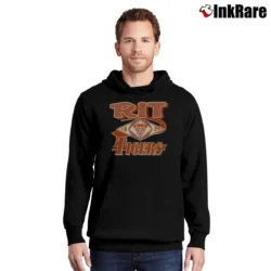 Men’s 90s RIT Tigers Graphic College Pullover Hoodie in black | Cozy, Durable, Modern Fit