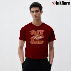 Men’s 90s RIT Tigers Graphic College V-Neck Tee in maroon | Sharp, Breathable, Everyday Staple
