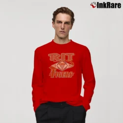Men’s 90s RIT Tigers Graphic Crewneck Sweatshirt Long-Sleeve Shirt in red | Sleek, Lightweight, Year-Round Wear