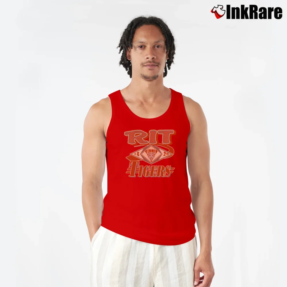 Men’s 90s RIT Tigers Graphic Crewneck Sweatshirt Tank Top in red | Breathable, Active-Friendly Design