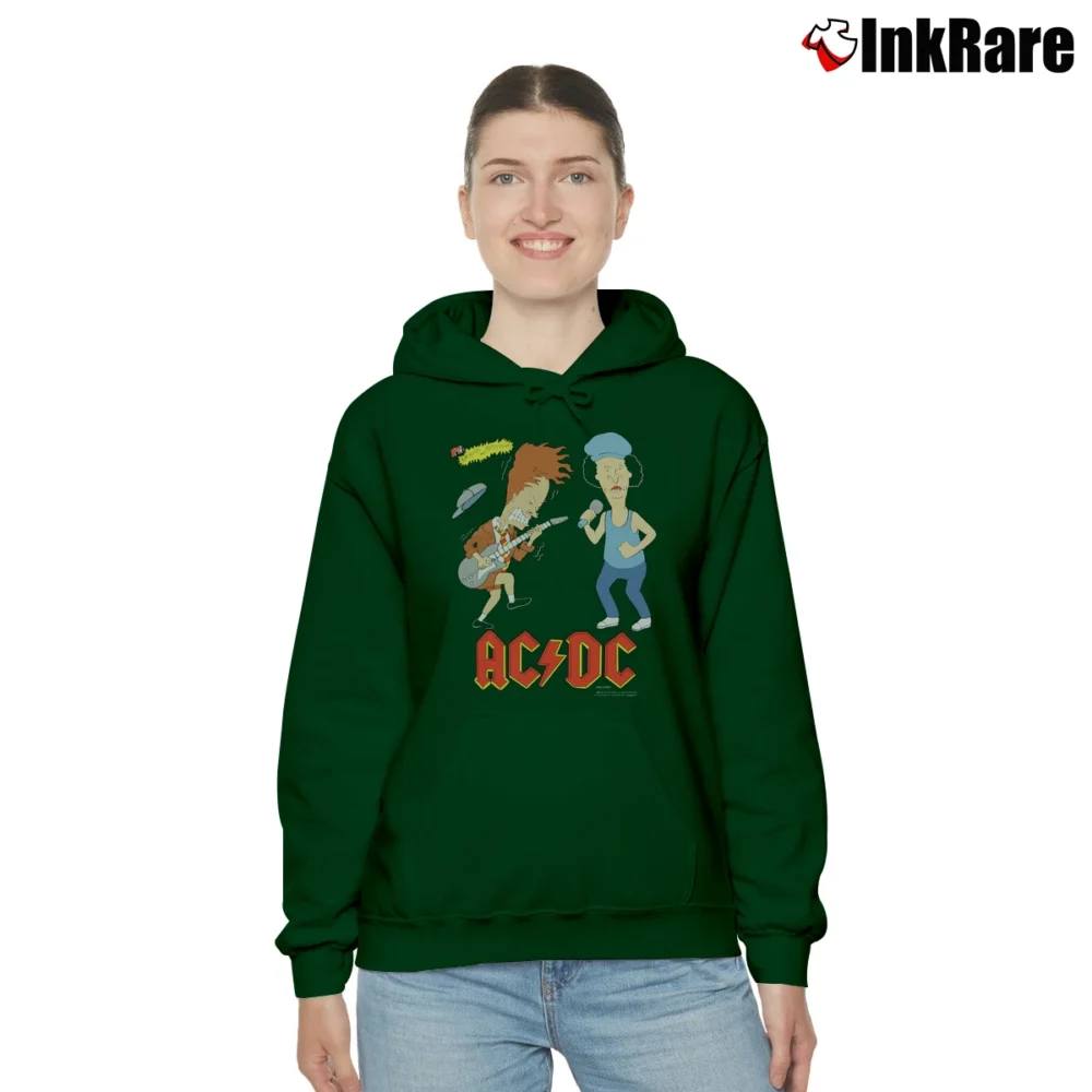 Women’s 90s Rock Tour Mtv 1996 Acdc Beavis And Butthead Cozy Hoodie in forest green | Warm, Structured, Stylish