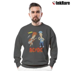 Men’s 90s Rock Tour Mtv 1996 Acdc Beavis And Butthead Crewneck Sweatshirt in charcoal | Cozy Fabric, Clean Style