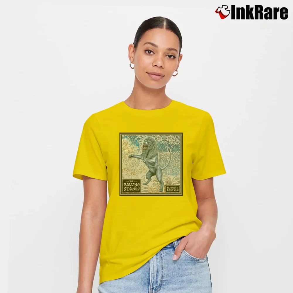 Women’s 90s Rolling Stones Bridges To Babylon Tour Signature T-Shirt in yellow | Soft, Flattering Fit