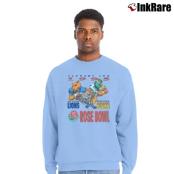 Men’s 90s Rose Bowl University Mascot Football Crewneck Sweatshirt in light blue | Cozy Fabric, Clean Style