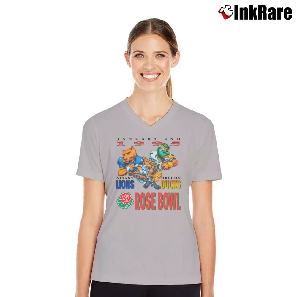 Women’s 90s Rose Bowl University Mascot Football V-Neck Tee in sport grey | Chic Neckline, Soft Texture