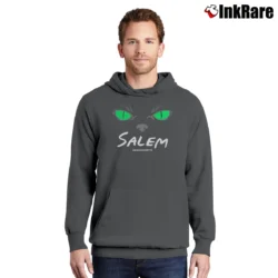 Men’s 90s Salem Massachusetts Black Cat Souvenir Pullover Hoodie in charcoal | Cozy, Durable, Modern Fit