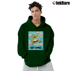 Men’s 90s Simpsons Just Donut Nike Parody Homer Simpson Pullover Hoodie in forest green | Cozy, Durable, Modern Fit