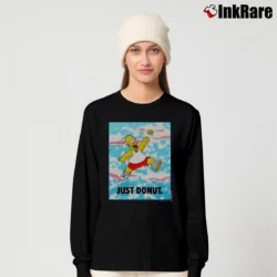 Women’s 90s Simpsons Just Donut Nike Parody Homer Simpson Long-Sleeve Top in black | Sleek, Versatile, All-Season