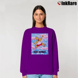 Women’s 90s Simpsons Just Donut Nike Parody Homer Simpson Relaxed Sweatshirt in purple | Soft, Laid-Back Vibe