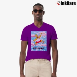 Men’s 90s Simpsons Just Donut Nike Parody Homer Simpson V-Neck Tee in purple | Sharp, Breathable, Everyday Staple