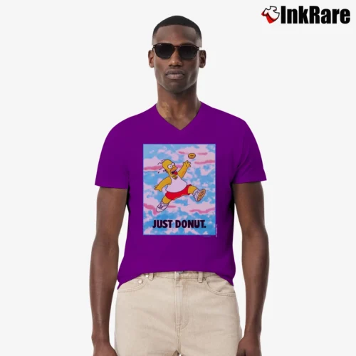 Men’s 90s Simpsons Just Donut Nike Parody Homer Simpson V-Neck Tee in purple | Sharp, Breathable, Everyday Staple