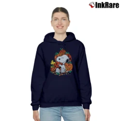 Women’s 90s Snoopy And Woodstock Halloween Fun Cozy Hoodie in navy | Warm, Structured, Stylish