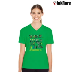 Women’s 90s Snoopy Charlie Brown Tennis Peanuts V-Neck Tee in irish green | Chic Neckline, Soft Texture