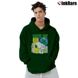 Men’s 90s Snoopy Earth Day Learn About Saving Our Planet 1990 Peanuts Comic Pullover Hoodie in forest green | Cozy, Durable, Modern Fit