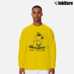 Men’s 90s Snoopy & Friends Joe Cool Joe Golfer Peanuts Cartoon Long-Sleeve Shirt in yellow | Sleek, Lightweight, Year-Round Wear