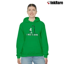 Women’s 90s Snoopy I Need A Drink Graphic Cozy Hoodie in irish green | Warm, Structured, Stylish