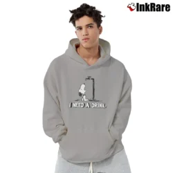 Men’s 90s Snoopy I Need A Drink Graphic Pullover Hoodie in sport grey | Cozy, Durable, Modern Fit